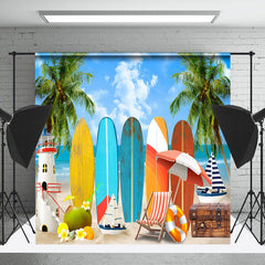 Lofaris Resort Beach Surfboard Coconut Tree Summer Backdrop