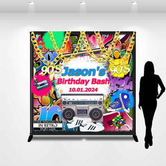 Lofaris Retro 90s Hip Hop Colorful Custom Birthday Backdrop