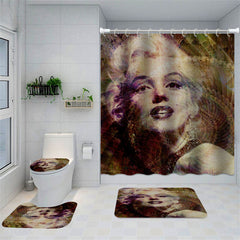 Lofaris Retro Abstract Line Model Lady Bathtub Shower Curtain