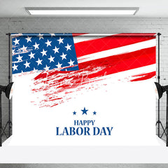 Lofaris Retro American Flag White Happy Labor Day Backdrop