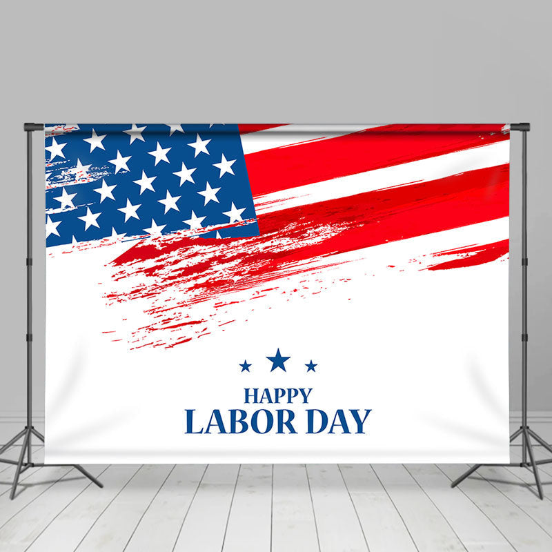 Lofaris Retro American Flag White Happy Labor Day Backdrop