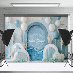 Lofaris Retro Arch Balloons Beach Summer Cake Smash Backdrop