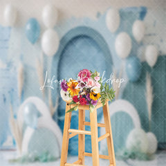 Lofaris Retro Arch Balloons Beach Summer Cake Smash Backdrop