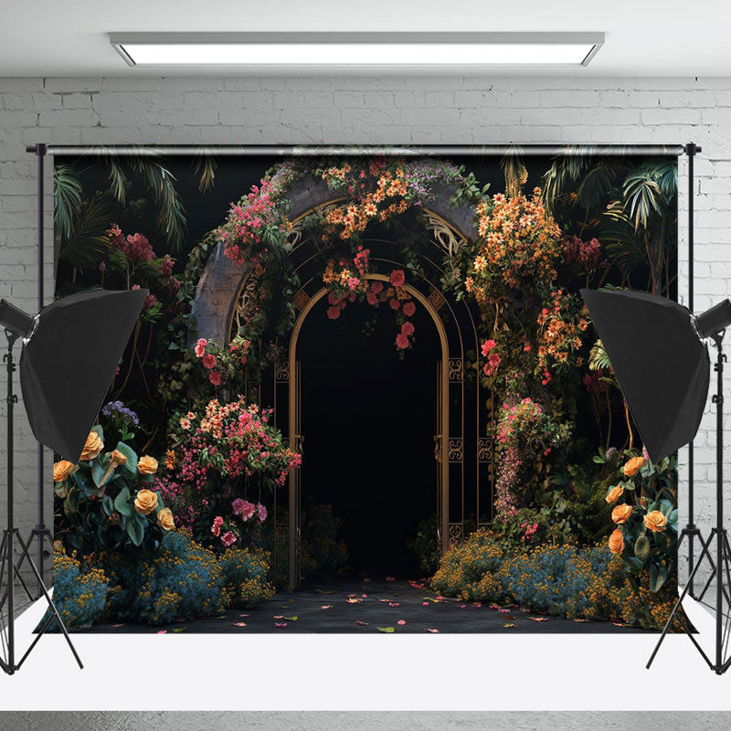 Lofaris Retro Arch Floral Plants Backdrop For Photography