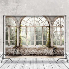 Lofaris Retro Arch Spring Scene White Window Photo Backdrop