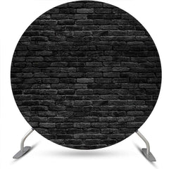 Lofaris Retro Black Brick Wall Round Backdrop For Birthday