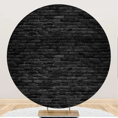 Lofaris Retro Black Brick Wall Round Backdrop For Birthday