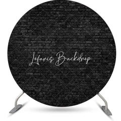 Lofaris Retro Black Grey Brick Wall Round Backdrop For Party