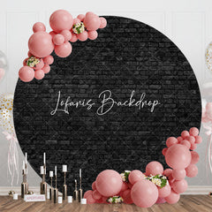 Lofaris Retro Black Grey Brick Wall Round Backdrop For Party