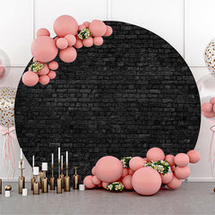 Lofaris Retro Black Grey Brick Wall Round Backdrop For Party