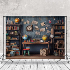 Lofaris Retro Black Wall Globe Bookcase Photography Backdrop