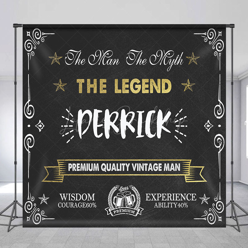 Lofaris Retro Black White The Legend Man Custom Backdrop