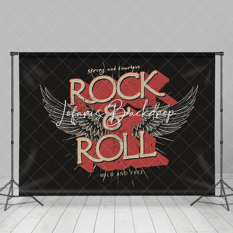 Lofaris Retro Black Wing Wild And Free Rock Roll Backdrop