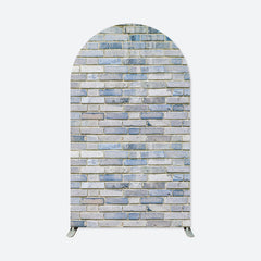 Lofaris Retro Blue Brick Wall Patterns Party Arch Backdrop