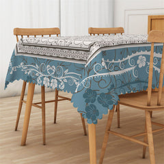 Lofaris Retro Blue White Floral Pattern Rectangle Tablecloth