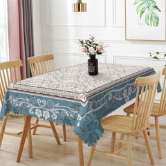 Lofaris Retro Blue White Floral Pattern Rectangle Tablecloth