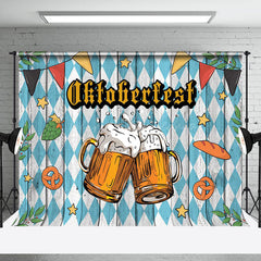 Lofaris Retro Blue Wooden Wall Oktoberfest Party Backdrop