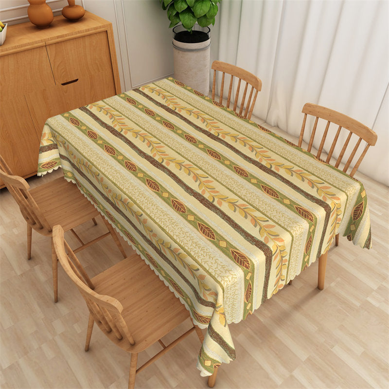 Lofaris Retro Boho Leaves Green Dining Room Tablecloth