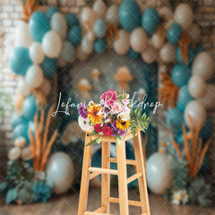 Lofaris Retro Brick Wall Balloon Dolphin Cake Smash Backdrop