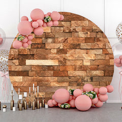 Lofaris Retro Brick Wall Round Backdrop For Birthday Party