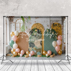 Lofaris Retro Brick Wall Tribal Leopard Cake Smash Backdrop