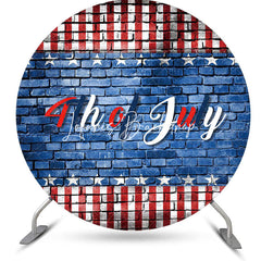 Lofaris Retro Brick Wall Usa Flag Round 4th Of July Backdrop