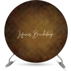 Lofaris Retro Brown Abstract Texture Round Birthday Backdrop