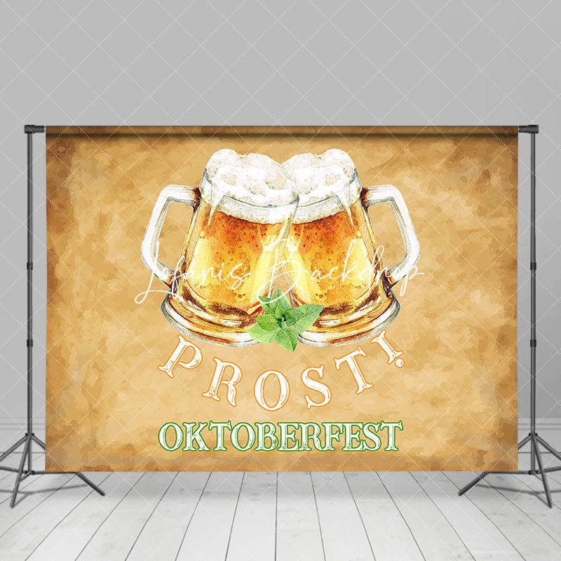 Lofaris Retro Brown Beer Prost Oktoberfest Party Backdrop