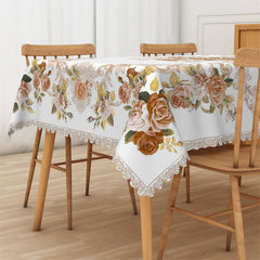 Lofaris Retro Brown Flower Dining Room Rectangle Tablecloth