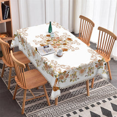 Lofaris Retro Brown Flower Dining Room Rectangle Tablecloth