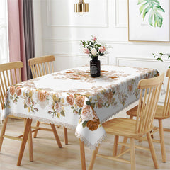 Lofaris Retro Brown Flower Dining Room Rectangle Tablecloth