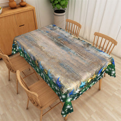 Lofaris Retro Brown Wood Texture Grass Tablecloth For Dining