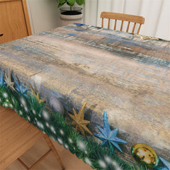 Lofaris Retro Brown Wood Texture Grass Tablecloth For Dining