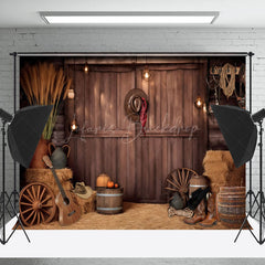 Lofaris Retro Brown Wooden Door Cowboy Backdrop For Photo