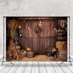 Lofaris Retro Brown Wooden Door Cowboy Backdrop For Photo