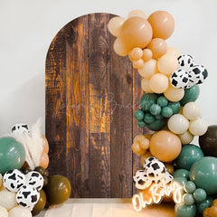 Lofaris Retro Brown Wooden Party Semicircle Arch Backdrop