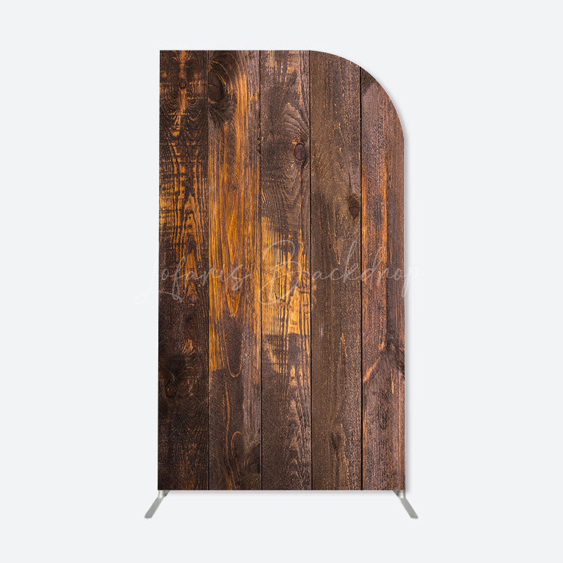 Lofaris Retro Brown Wooden Party Single Fillet Arch Backdrop