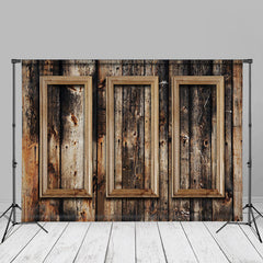 Lofaris Retro Burnt Wood Plank Window Photo Booth Backdrop