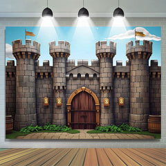 Lofaris Retro Castle Tower Blue Sky Backdrop For Birthday