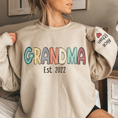 Lofaris Retro Color Grandma Est Year And Kids Sweatshirt