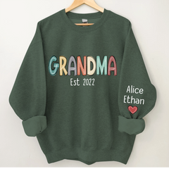 Lofaris Retro Color Grandma Est Year And Kids Sweatshirt