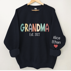 Lofaris Retro Color Grandma Est Year And Kids Sweatshirt