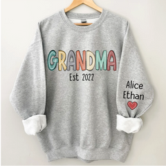 Lofaris Retro Color Grandma Est Year And Kids Sweatshirt