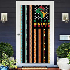 Lofaris Retro Colored Stripes Black History Month Door Cover