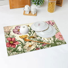 Lofaris Retro Colorful Floral Green Leaf Set Of 4 Placemats