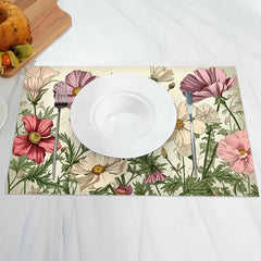 Lofaris Retro Colorful Floral Green Leaf Set Of 4 Placemats