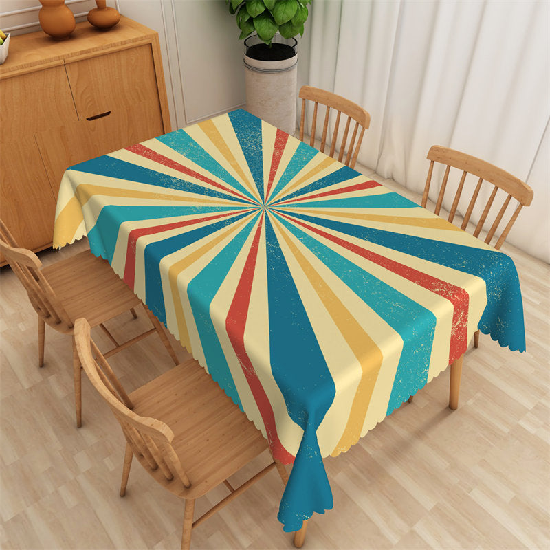 Lofaris Retro Colorful Stripe Shining Tablecloth For Kitchen