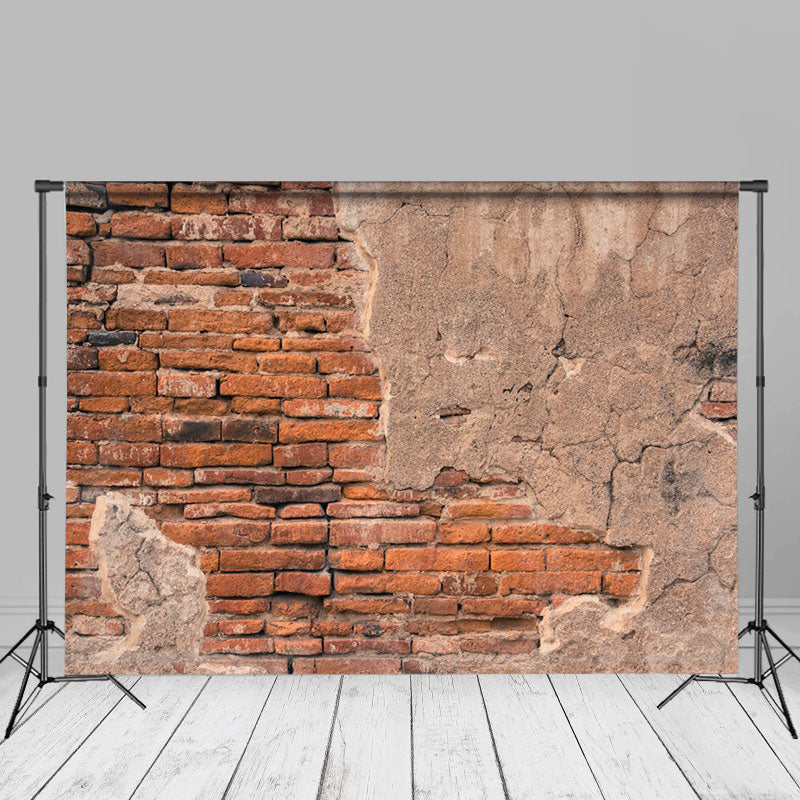 Lofaris Retro Cracked Red Brick Wall Photography Backdrop