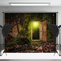 Lofaris Retro Door Firefly Fariy Tale Forest Photo Backdrop