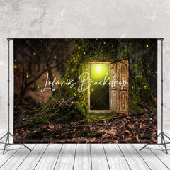 Lofaris Retro Door Firefly Fariy Tale Forest Photo Backdrop